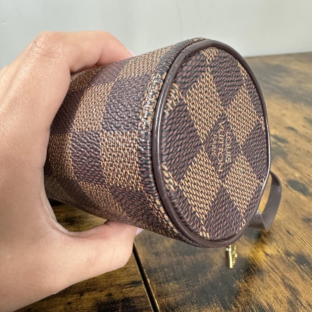 Louis Vuitton Mini Papillon Accessories Pochette Bag Brown Damier Canvas Leather - Picture 12 of 16